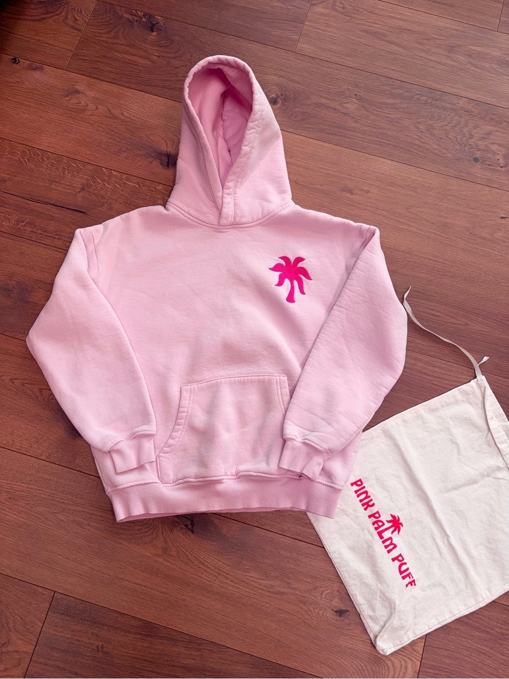 Pink Palm Puff 🌺 Light Pink Hoodie - Picture 2 of 4